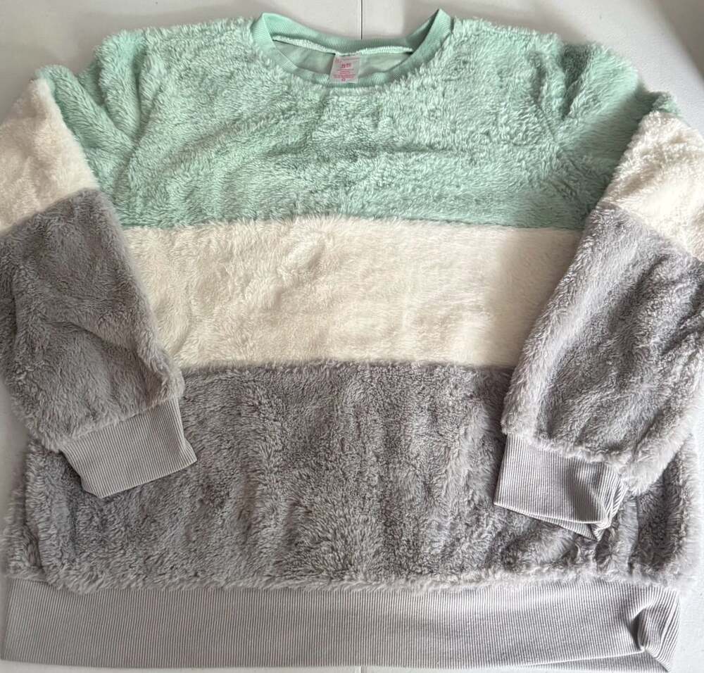No Boundaries Fuzzy Pullover Sweater Juniors XL/XG 15-17 Colorblock Fleece Top